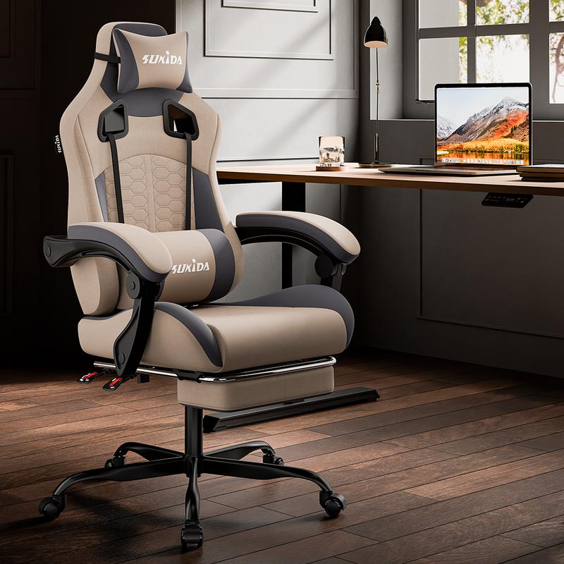 Silla Gaming Ergonómica con Almohada Lumbar de Espuma Viscoelástica – Silla Giratoria 360° para Oficina y Gaming